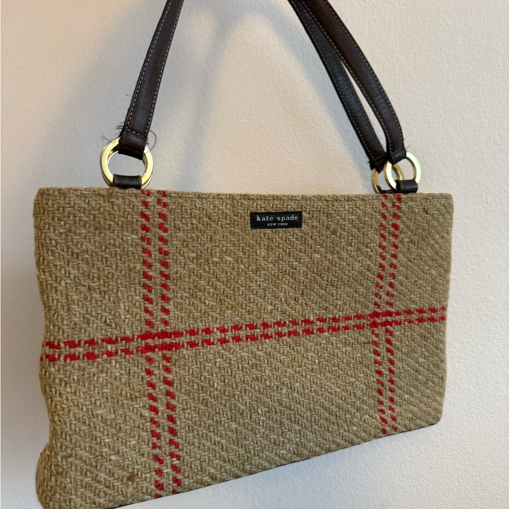 Kate Spade Brown and Red Checkered Shoulder Bag